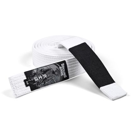 BJJ pásek Ground Game PREMIUM - BÍLÝ (Velikost A5 - 340cm)